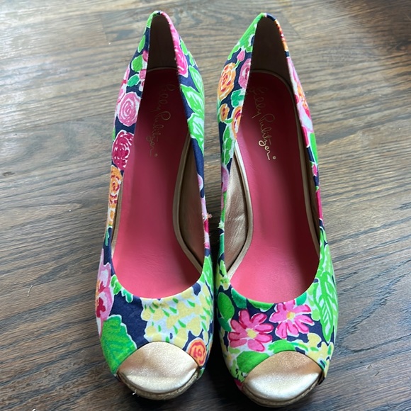 Lilly Pulitzer, NWOT, size 7, tweed patterned wedges - Picture 1 of 10